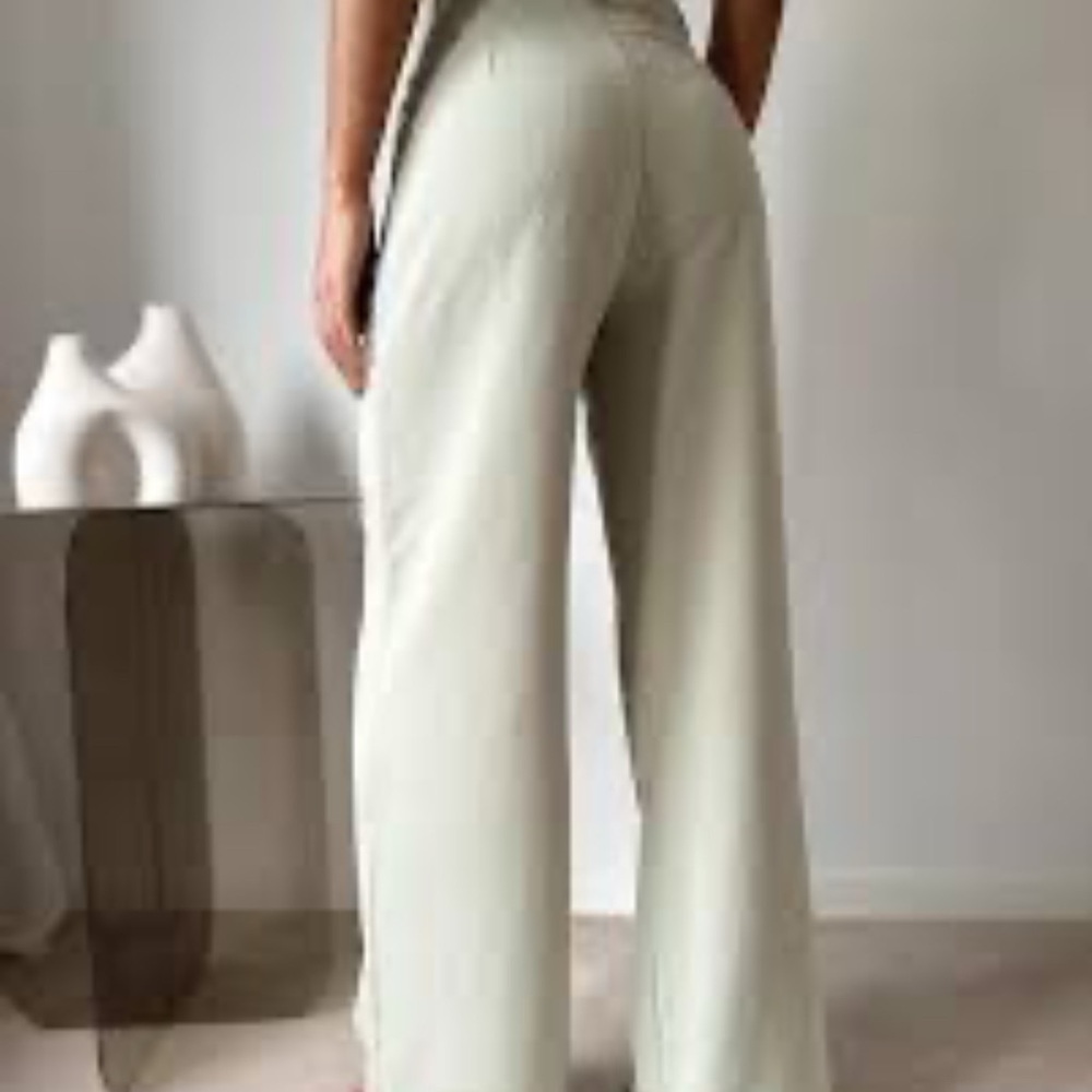 Princess Polly Sophisticated Green Wide Leg Pants with Tailored Fit - Picture 3 of 15
